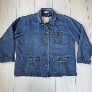 Vintage Cherokee Jean Jacket Men’s XL Denim Chore Coat Sherpa Lined